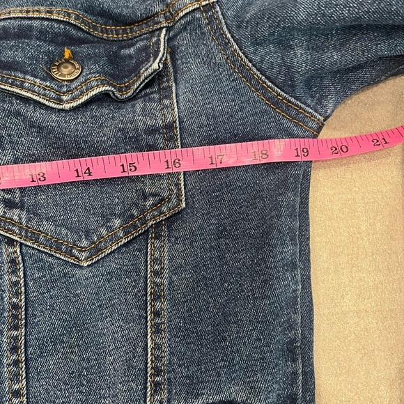 [M] Zara Man Dark Wash Blue Denim Trucker Jacket Button Stretch - Picture 6 of 8